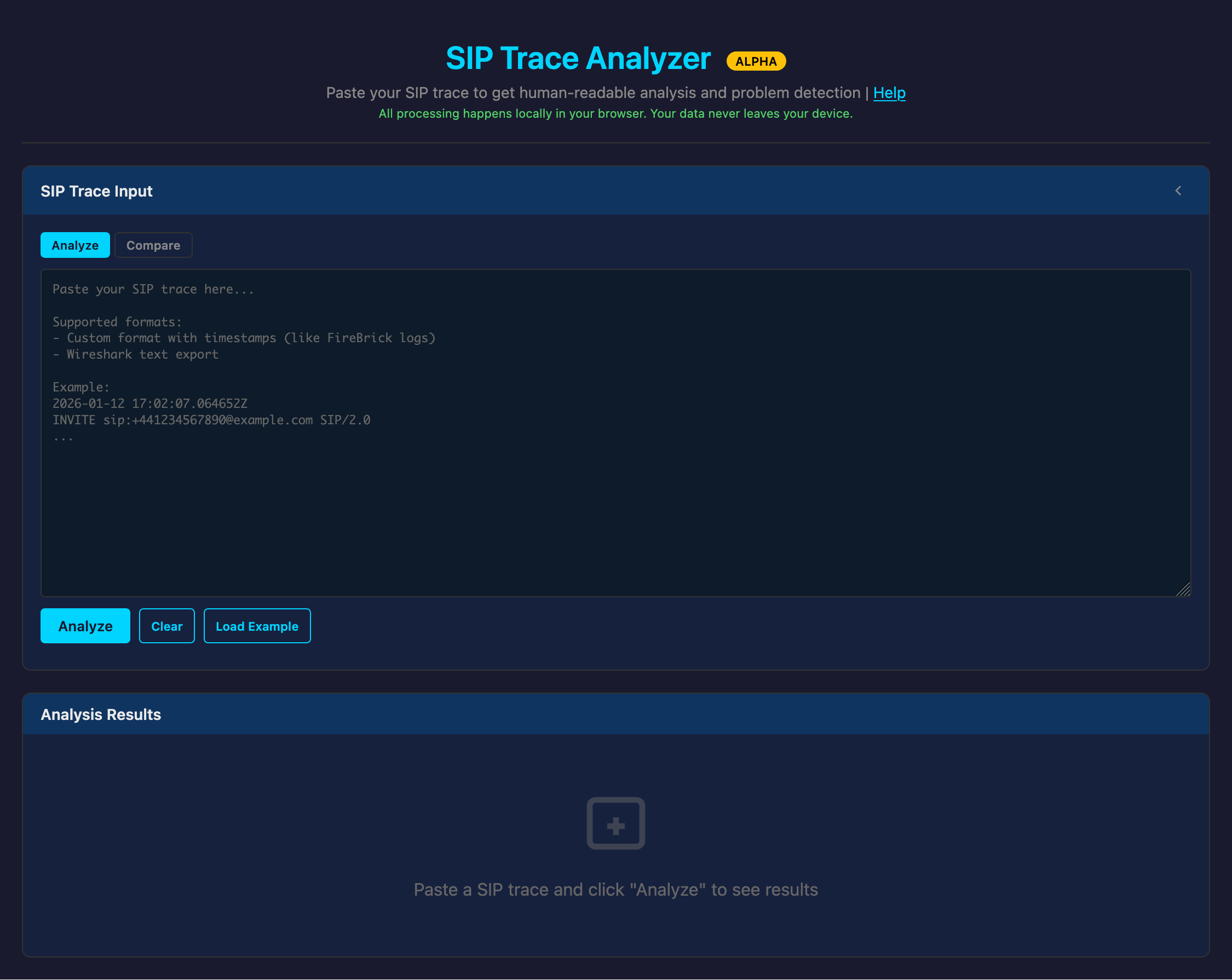 SIP Trace Analyzer screenshot