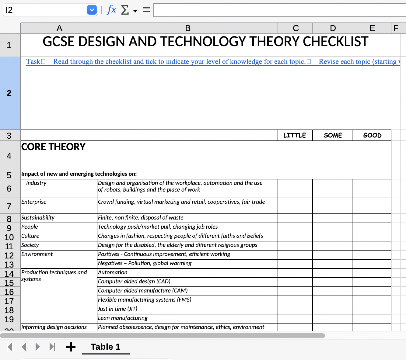PLC in Excel format
