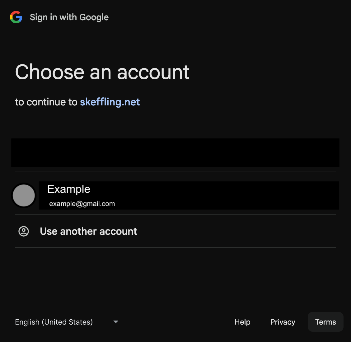 Google Sign-in dialog