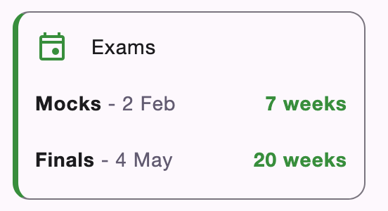Exam countdown widget